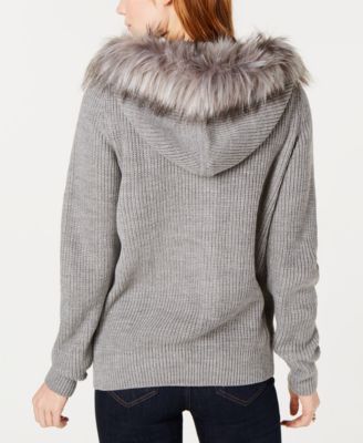 fur hooded sweater