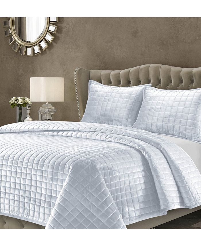 Tribeca Living Florence Velvet Solid Oversized Twin Quilt Set Macy's