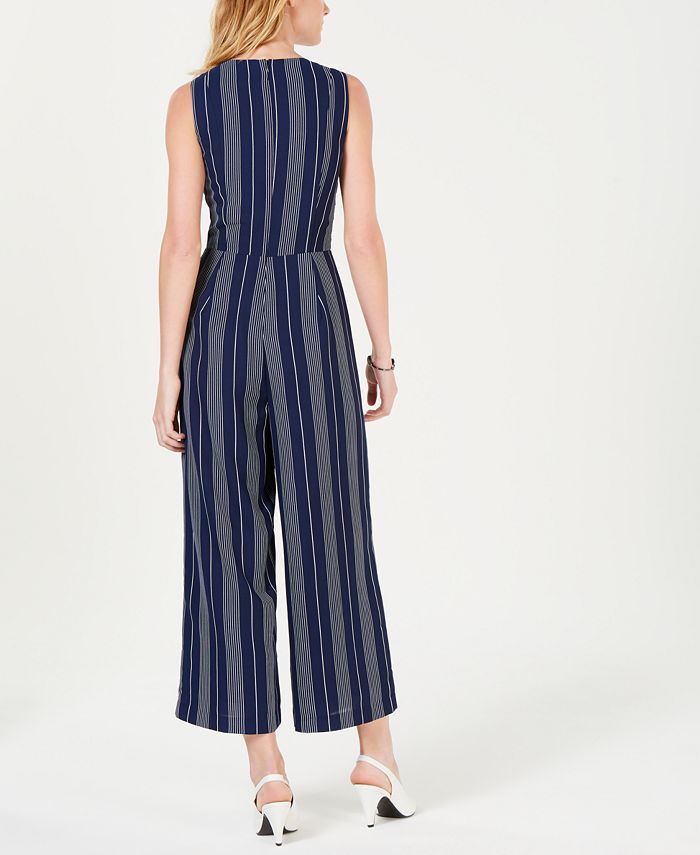 Maison Jules Wrap-Front Striped Cropped Jumpsuit, Created for Macy's ...