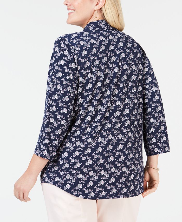 Charter Club Plus Size Floral Blouse, Created for Macy's & Reviews ...