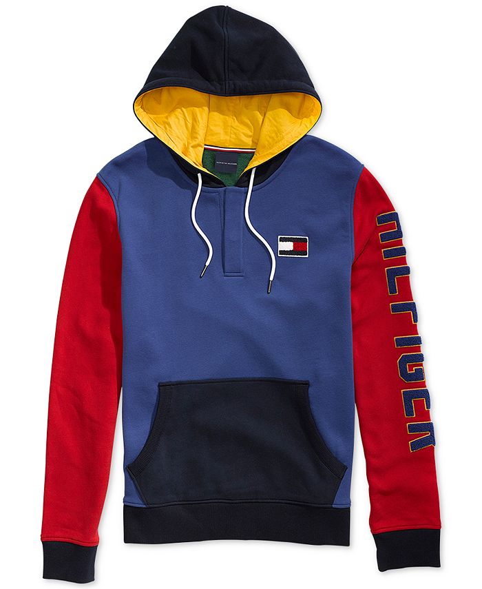 Tommy Hilfiger Men's Old School Popover Hoodie with Magnetic Closure ...