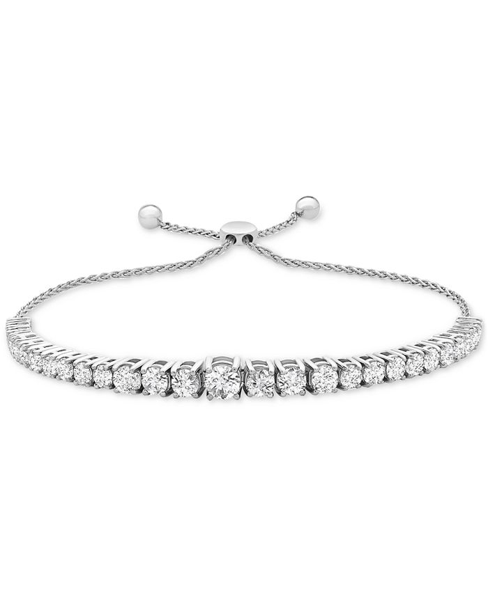 Adjustable Size 2ct 14k White Gold Finish Diamond Tennis Bracelet for Women 