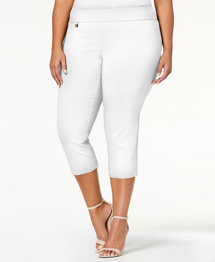Alfani Plus Size Tummy-Control Capri Pants, Created Macy's & Reviews - Pants Capris - Plus Sizes Macy's