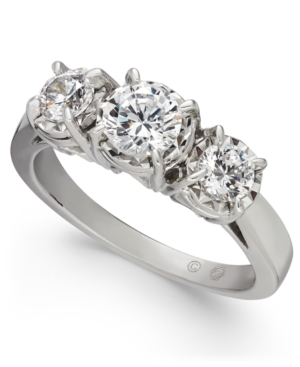 image of Diamond Trinity Engagement Ring (1 ct. t.w.) in 14k Whtie Gold