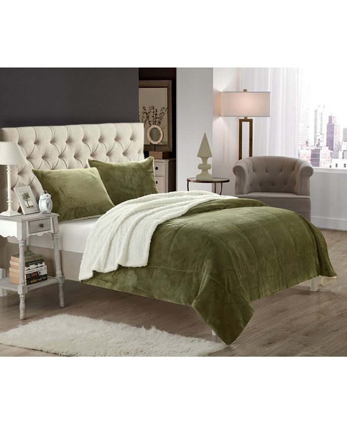 Chic Home Evie 7Pc Queen Sherpa Blanket Bedding Set Macy's