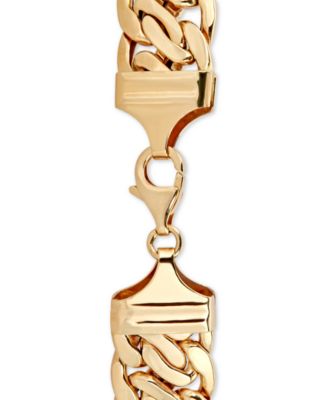 Wide Fancy Link Chain Bracelet in 14k Gold