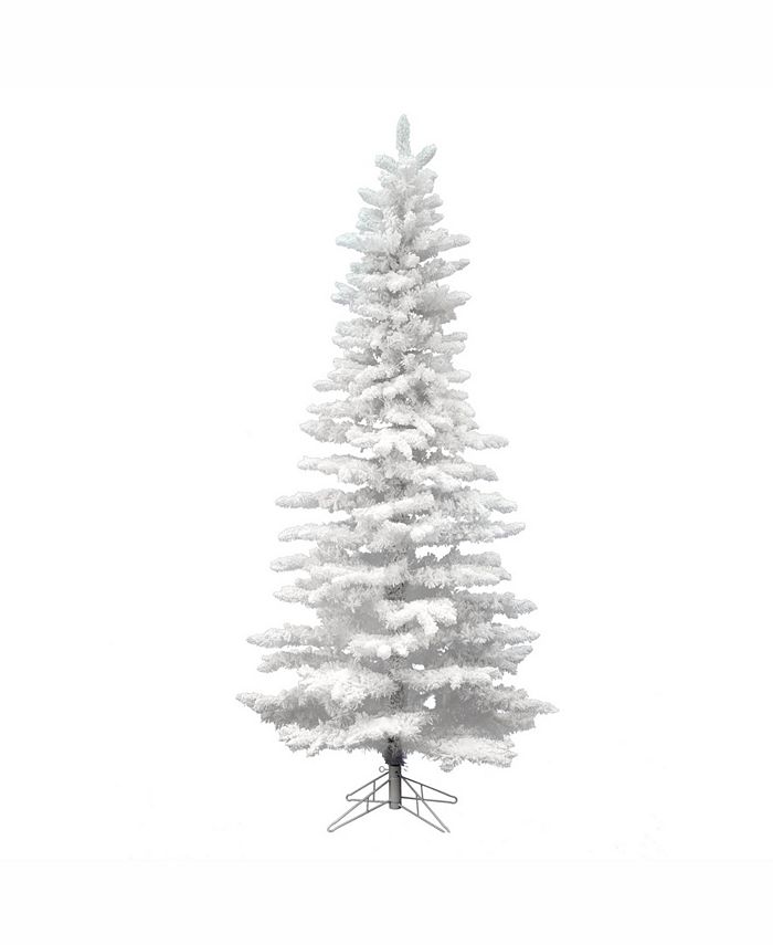 Vickerman 7.5 ft Flocked White Slim Artificial Christmas Tree Unlit ...