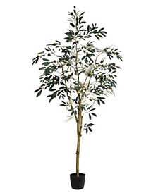 6' Artificial Potted Olive Tree With 777 Leaves And 57 Berries