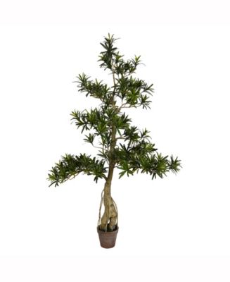 Vickerman 4' Artificial Potted Podocarpus Tree With 2370 Leaves - Macy's