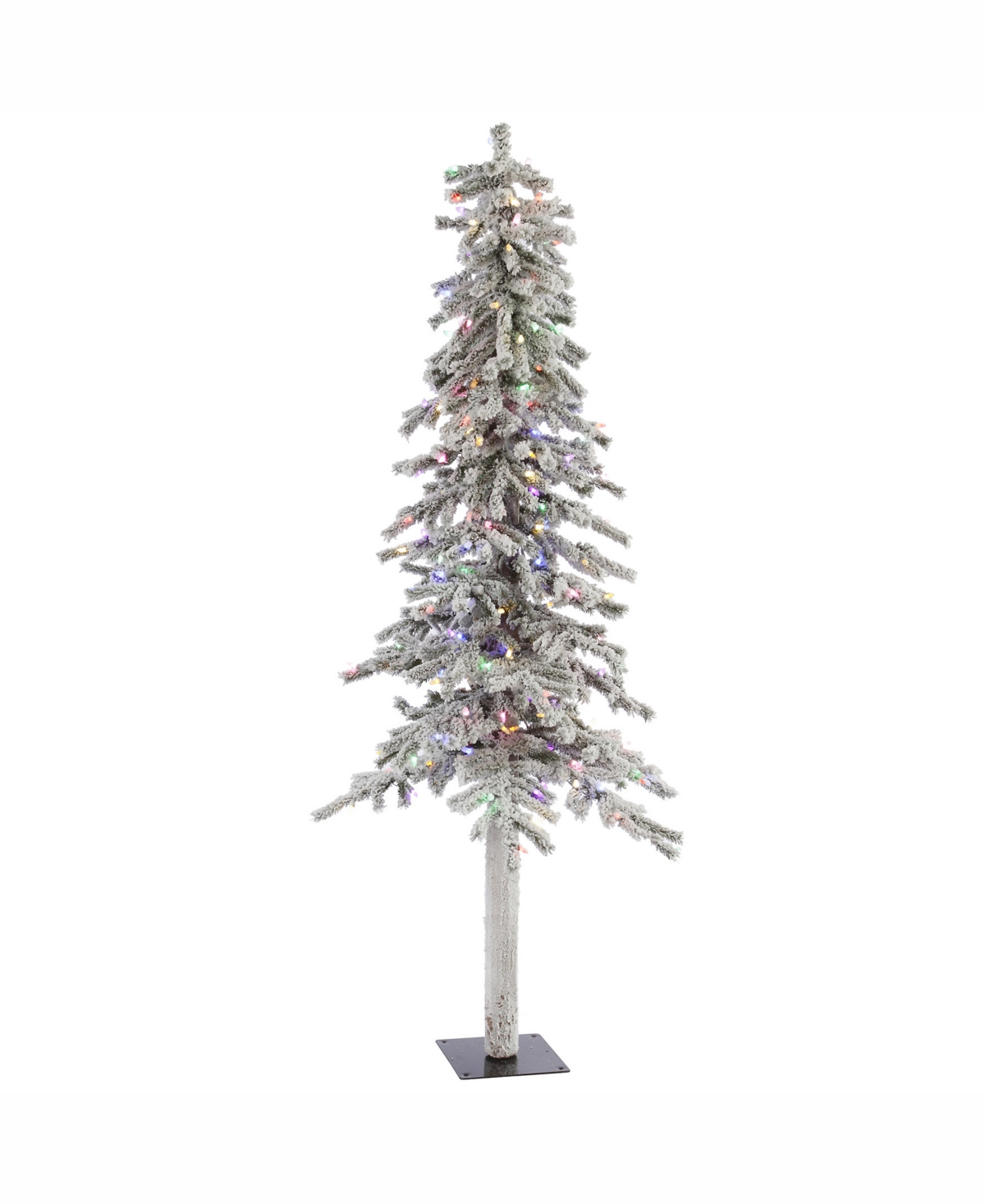 6 ft Flocked Alpine Artificial Christmas Tree With 200 Multi Led Lights
