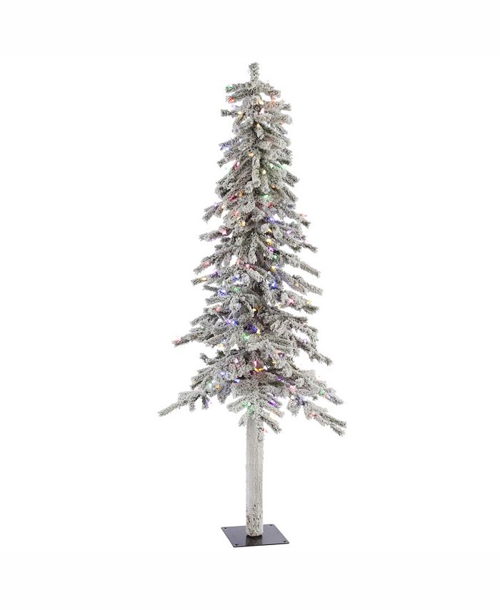 Vickerman 6 ft Flocked Alpine Artificial Christmas Tree With 200 Multi