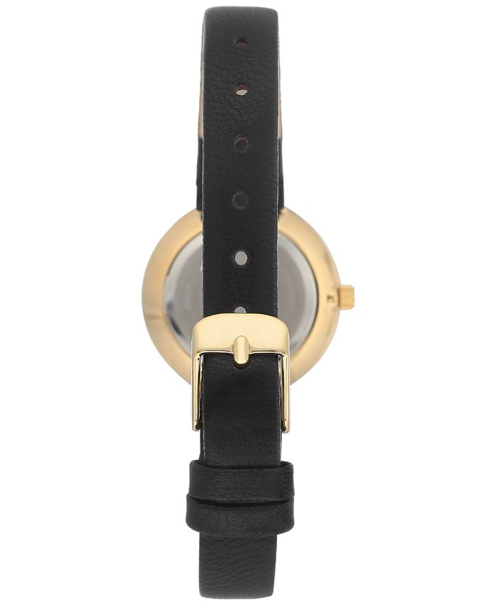 Anne Klein Women's Black Leather Strap Watch 28mm - Macy's