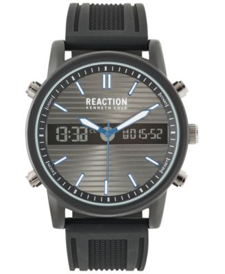 Kenneth Cole Reaction - Men's Analog-Digital Black Silicone Strap Watch 44mm