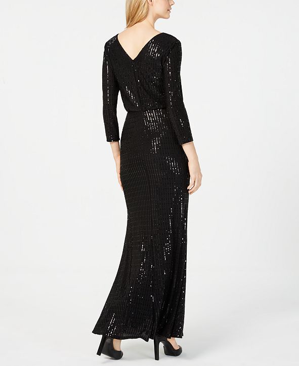 Calvin Klein Women's Sequined V Neck Elbow Sleeve Dress Black Size 12 main image 0