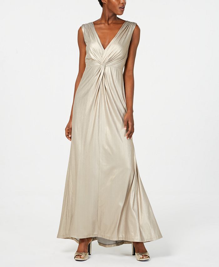 Calvin Klein Twisted Metallic Gown - Macy's