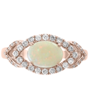 image of Effy Opal (5/8 ct. t.w.) & Diamond (1/3 ct. t.w.) Ring in 14k Rose Gold