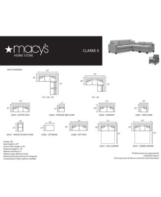 Furniture Clarke II 93" Fabric Estate Sofa, Created for Macy's