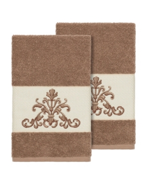 Shop Linum Home Scarlet 2-pc. Embellished Hand Towel Set In Brown