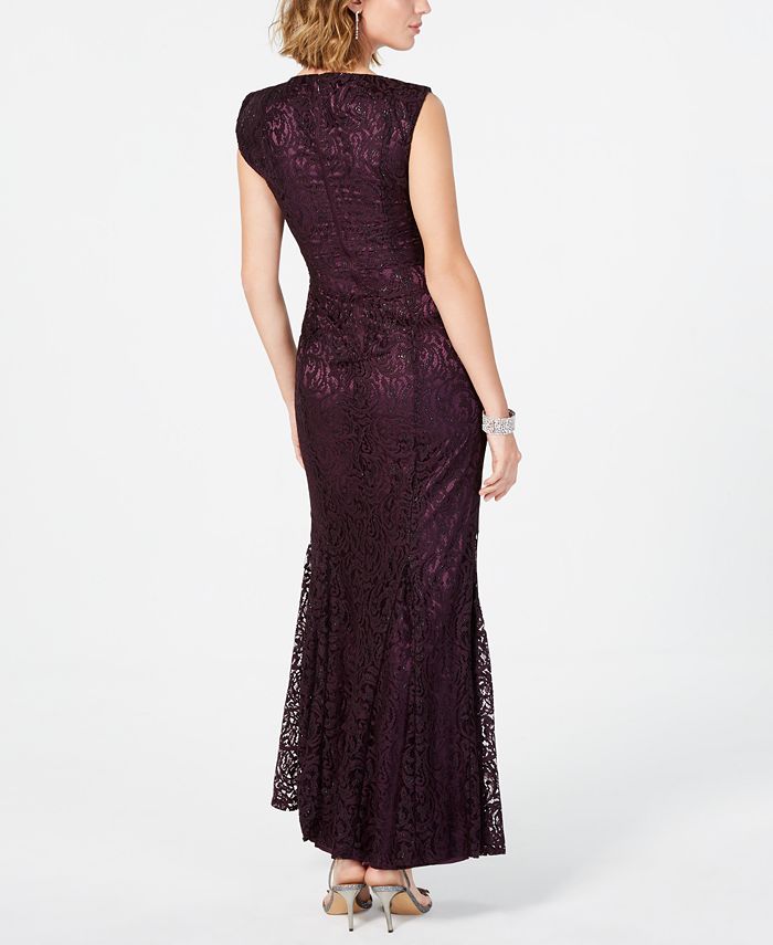 tahari asl embellished sequin gown