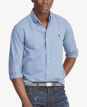 image of Polo Ralph Lauren Men-s Classic-Fit Garment-Dyed Oxford Shirt