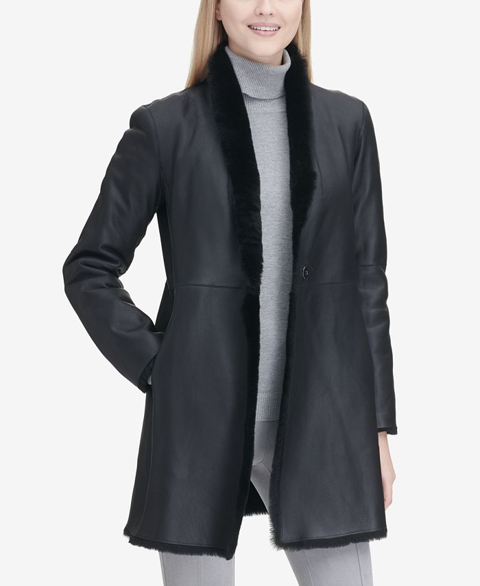Calvin Klein Reversible Shearling Coat & Reviews - Coats & Jackets - Women  - Macy's
