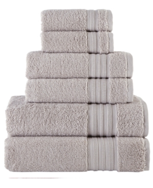 Laural Home Turkish Spa Collection 6-pc Cotton Towel Set Bedding In Grey Mist