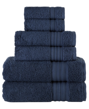 Laural Home Turkish Spa Collection 6-pc Cotton Towel Set Bedding In Navy