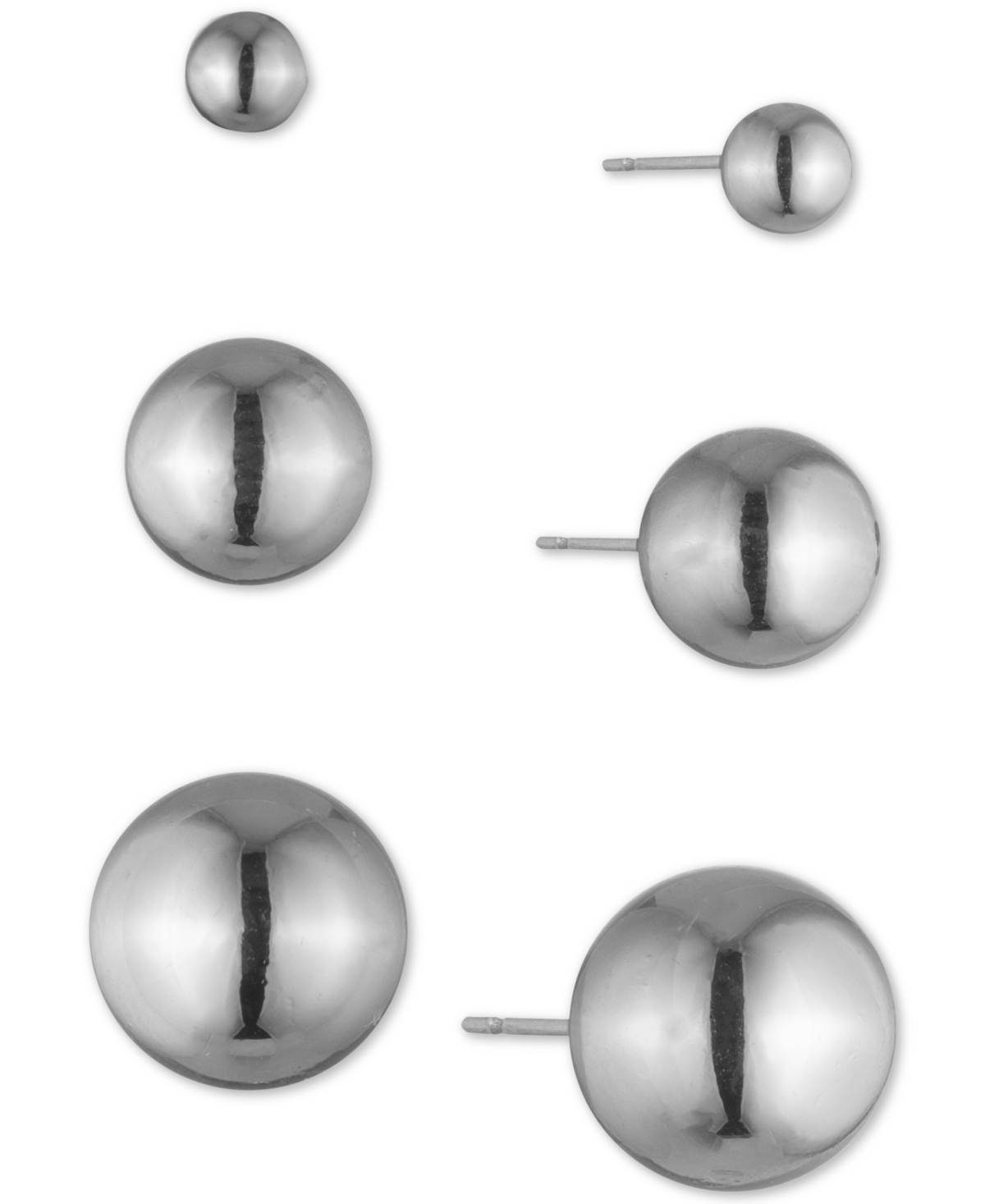 Lauren Ralph Lauren 3-pc. Set Metal Ball Stud Earrings In Silver