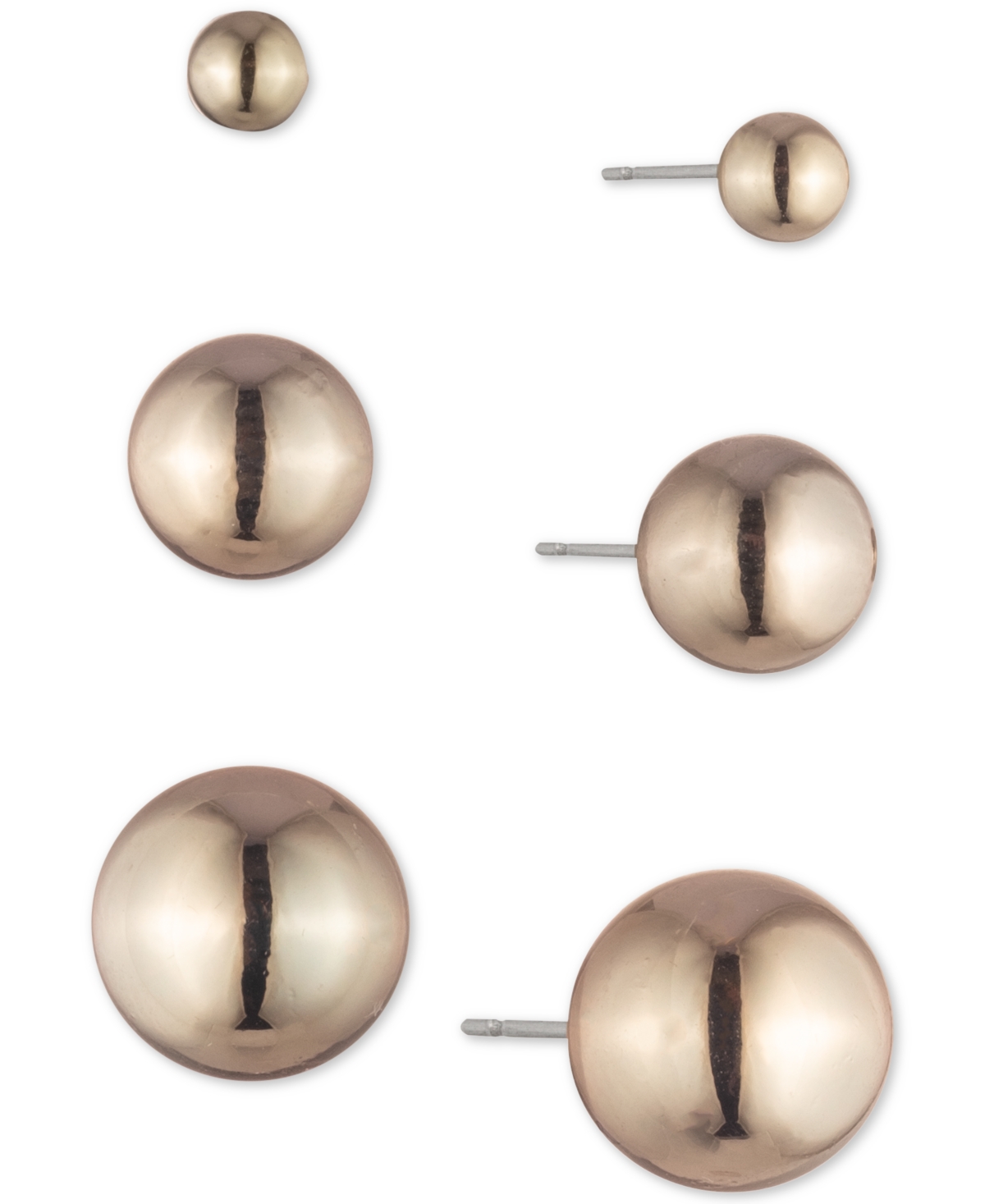 Lauren Ralph Lauren 3-pc. Set Metal Ball Stud Earrings In Gold