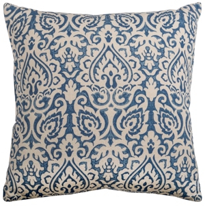 Rizzy Home Damask Polyester Filled Decorative Pillow, 22" X 22" In Blue