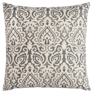 Rizzy Home Damask Polyester Filled Decorative Pillow, 22" X 22" In Gray