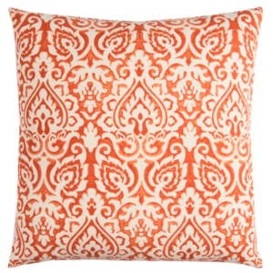Rizzy Home Damask Polyester Filled Decorative Pillow, 22" X 22" In Orange