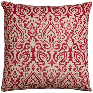 Rizzy Home Damask Polyester Filled Decorative Pillow, 22" X 22" In Red