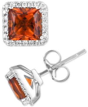 image of Aquamarine (1 ct. t.w.) & Diamond (1/5 ct. t.w.) Stud Earrings in 14k White Gold (Also Available in Citrine)