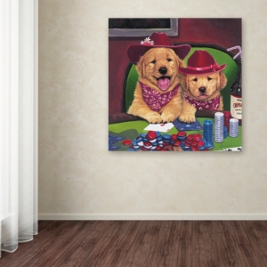 Trademark Global Jenny Newland 'poker Dogs' Canvas Art, 35" X 35" In Open Misce