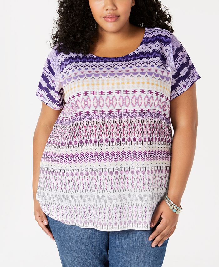 Style & Co Plus Size Geo-Print Top, Created for Macy's & Reviews - Tops ...