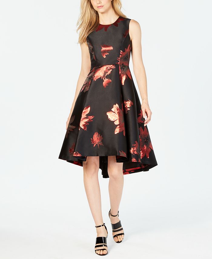 Calvin Klein Metallic-Print Fit & Flare Dress & Reviews - Dresses - Women -  Macy's