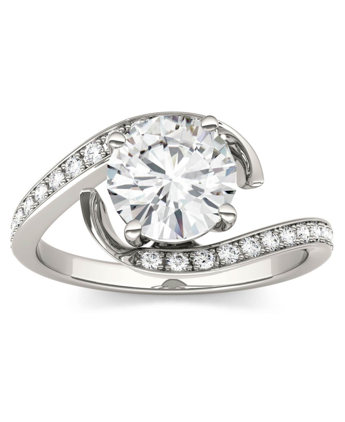 Moissanite Round Swirl Engagement Ring (1-3/4 ct. t.w. Diamond Equivalent) in 14k- White Gold