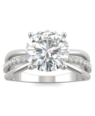 Moissanite Round Solitaire with Sides Ring (2-9/10 ct. tw. Diamond Equivalent) in 14k White Gold