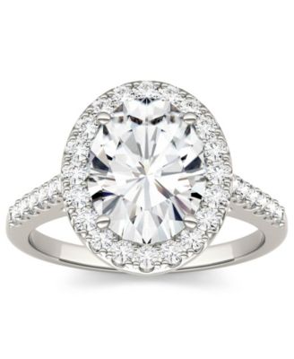 Moissanite Oval Halo Ring (3-1/2 ct. tw. Diamond Equivalent) in 14k White Gold