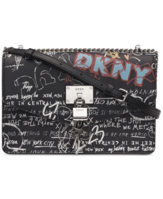 Elissa Leather Graffiti Logo Chain Strap Shoulder Bag, Created for Macy's
