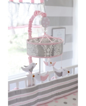 My Baby Sam Olivia Rose Pink And Gray Bird Rotating Baby Mobile Bedding