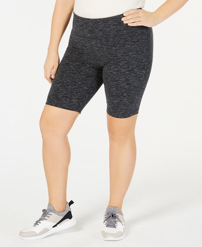 Ideology Plus Size Heathered Compression Cycling Shorts, Created for
