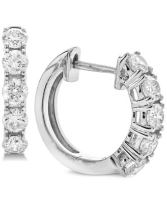 Macy's Diamond Hoop Earrings (1 ct. t.w.) in 14k White Gold - Macy's