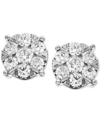 Diamond Cluster Stud Earrings (1-1/2 ct. t.w.) in 14k White Gold