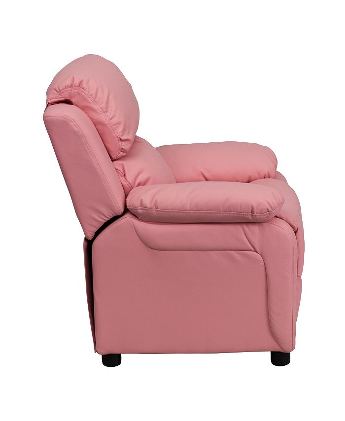 Flash furniture deluxe padded contemporary discount vinyl kids recliner with storage arms