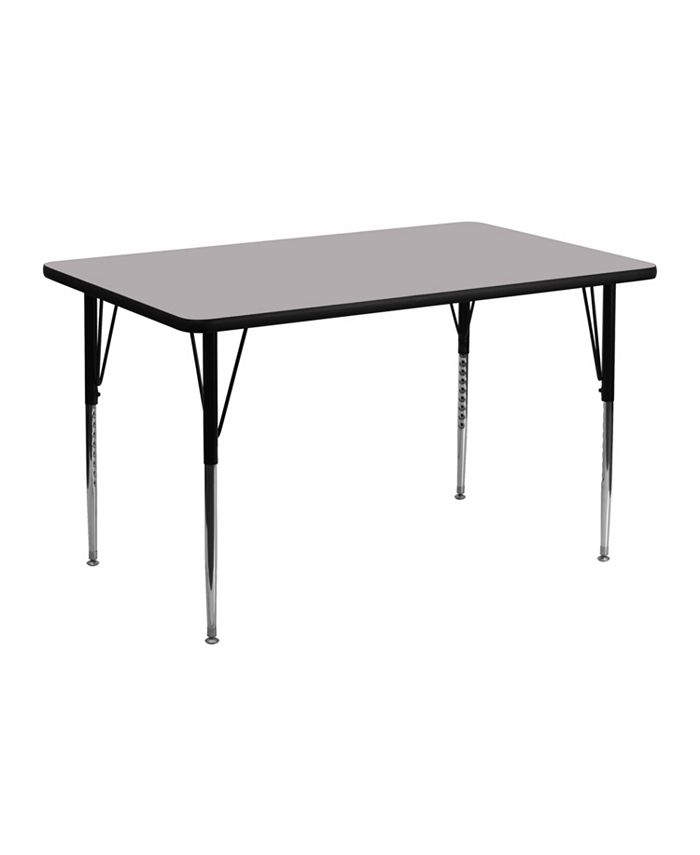 Flash Furniture 24''W X 48''L Rectangular Grey Thermal Laminate Activity Table Standard Height