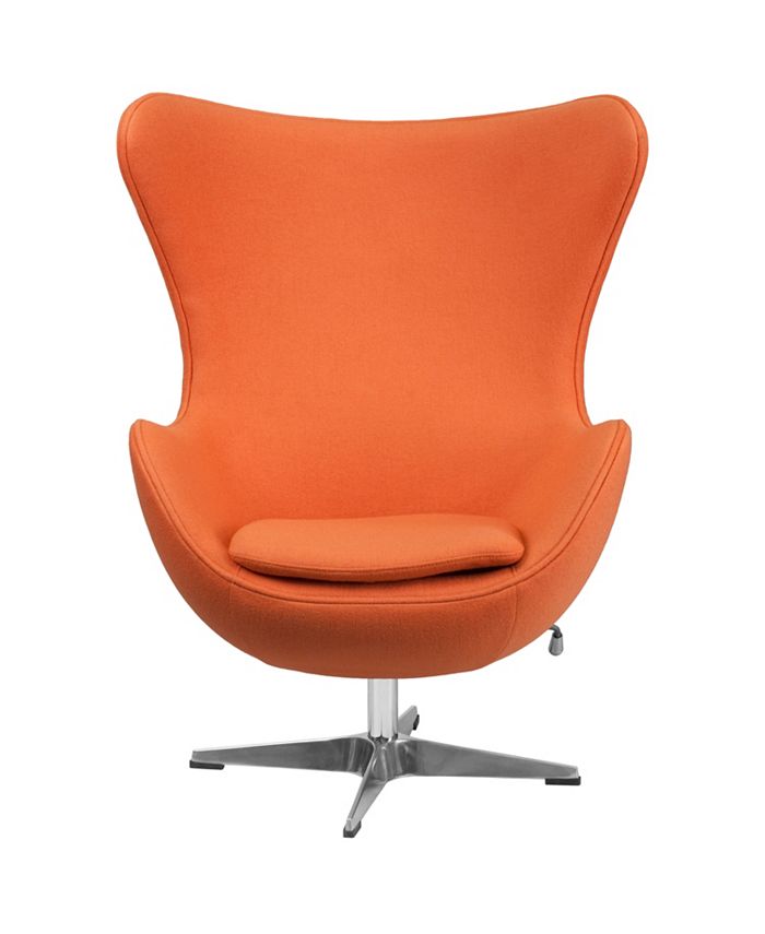Flash Furniture Orange Wool Fabric Egg Chair With Tilt-Lock Mechanism ...
