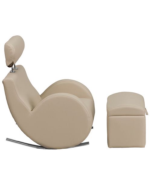 Flash Furniture Hercules Series Beige Vinyl Rocking Chair With Storage Ottoman Reviews Furniture Macy S