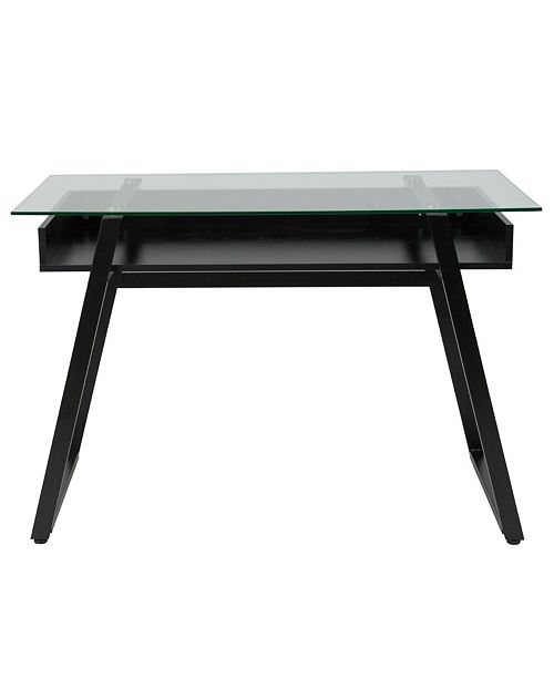 Flash Furniture Huntley Glass Computer Desk With Shelf And Black